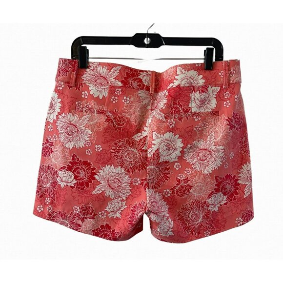 NWOT Isaac Mizrahi High Waist Tailored Floral Print Shorts Women 12 Tangerine - Picture 2 of 5